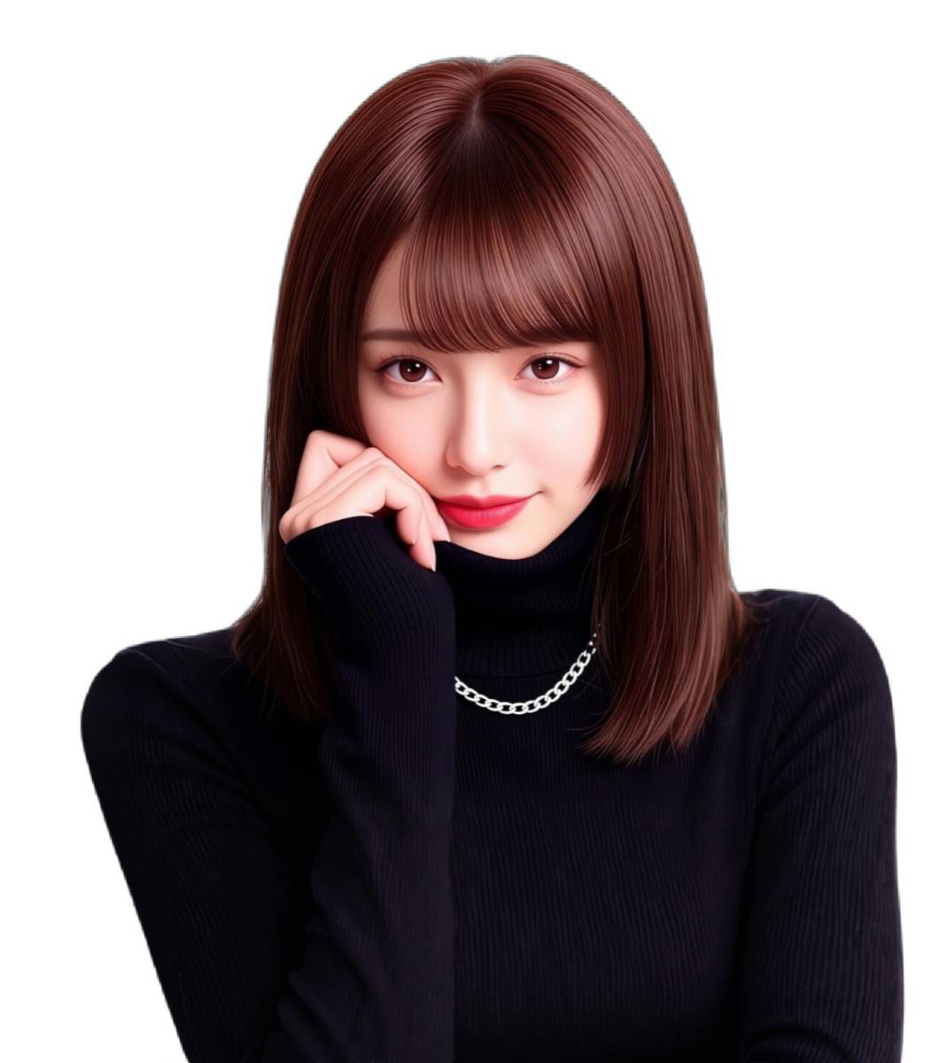 黒いタートルネックの女性